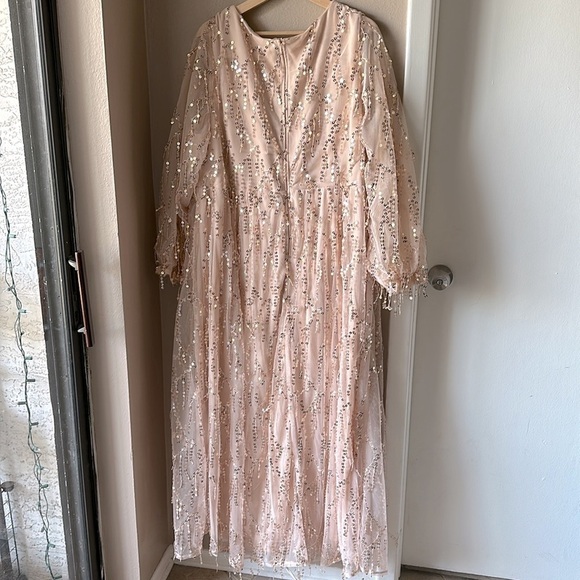 NWOT Pink Sequin Plus Size Long Sleeve Formal Gown - Picture 7 of 10